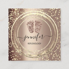 QR Logotyp Reflexology Massage Feet Ro Guld Fyrkantigt Visitkort