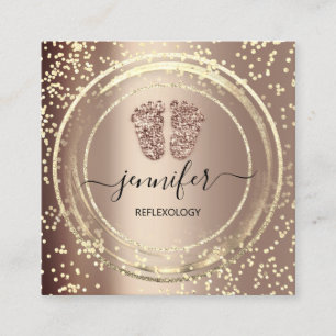 QR Logotyp Reflexology Massage Feet Ro Guld Fyrkantigt Visitkort