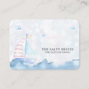 *~* QR Logotyp Sea Pastel Segelbåt Bra Dining Beac Visitkort