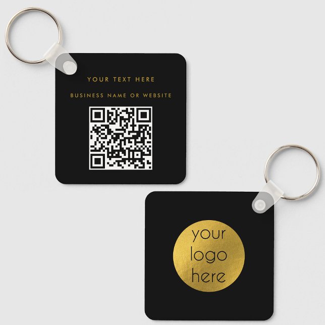 QR-Logotyp, svart, Guld-minimalistisk Nyckelring (Skapare uppladdad)