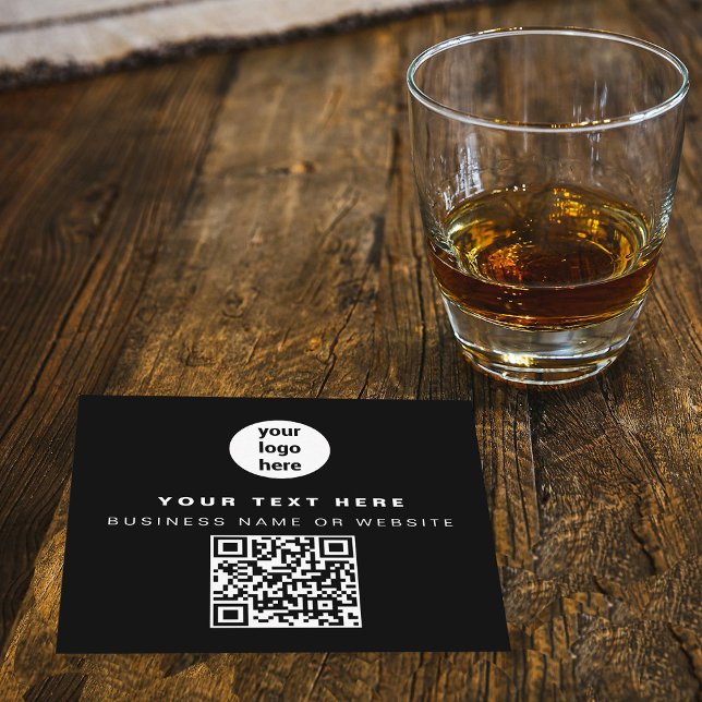 QR-Logotyp, svart, minimalistisk verksamhet Fyrkantigt Visitkort (QR Code Business Logo Black Minimalist Business Square Business Card)
