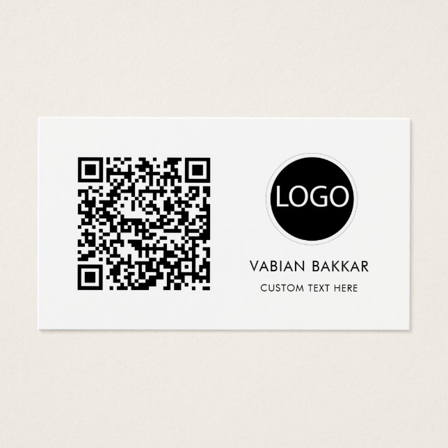 QR-Logotyp - svart, modernt affärskort Visitkort (Framsidan)