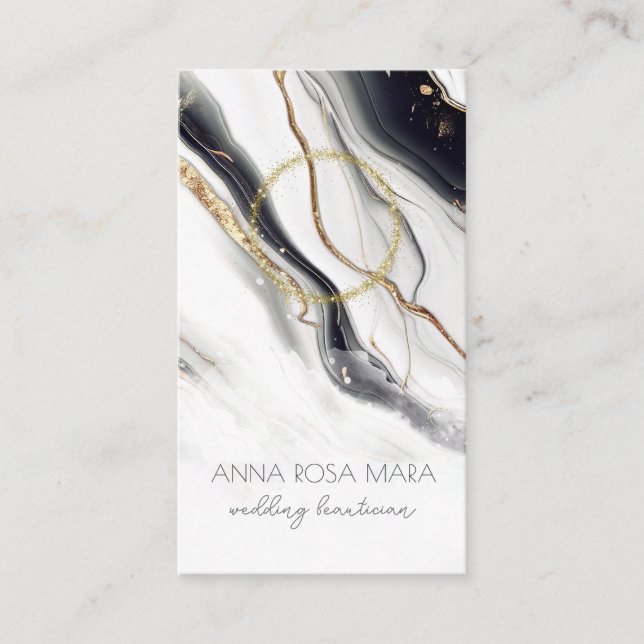 *~* QR Luxe Agate Marble PHOTO LOGOTYP Guld AP66 Visitkort (Framsida)