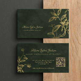 QR Luxury grönt elegant faux guld foil foliefolie Visitkort