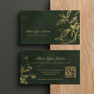 QR Luxury grönt elegant faux guld foil foliefolie Visitkort