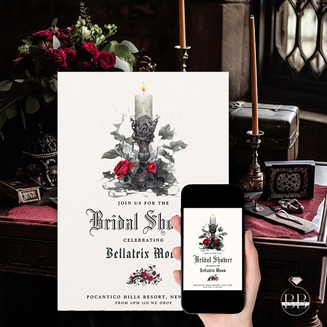 QR Macabre Crimson Ro Candle Inbjudningar (Skapare uppladdad)
