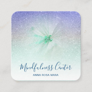 *~* QR Meditation Reiki Yoga Blommigt Glitter Flow Fyrkantigt Visitkort