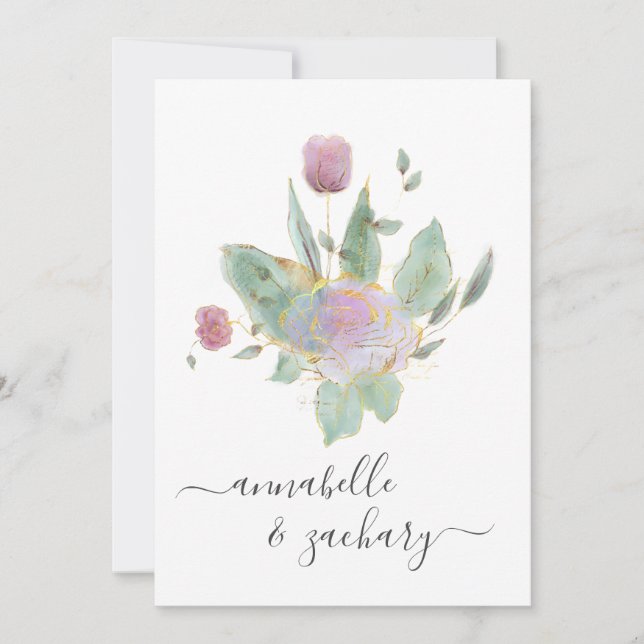 *~* QR MINIMAL OSA Ro Bud Bouquet AR12 Bröllop Inbjudningar (Framsida)