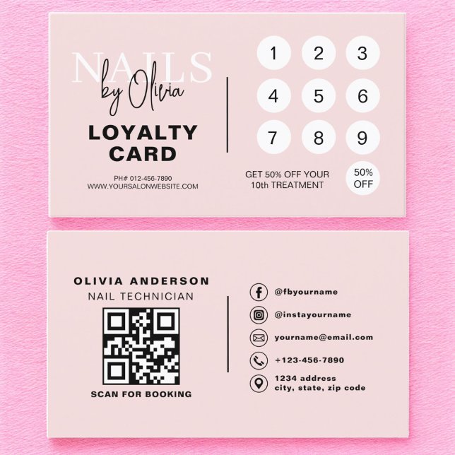 QR Nagel Specialkort för  Rosa Loyalty Card Visitkort (Skapare uppladdad)