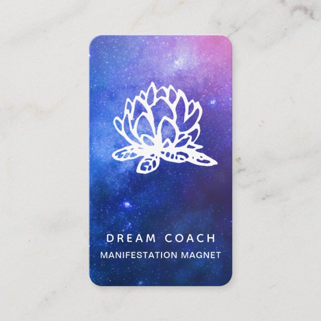 *~ QR Night Celestial Galaxy Himmel Lotus Blommigt Visitkort (Framsida)
