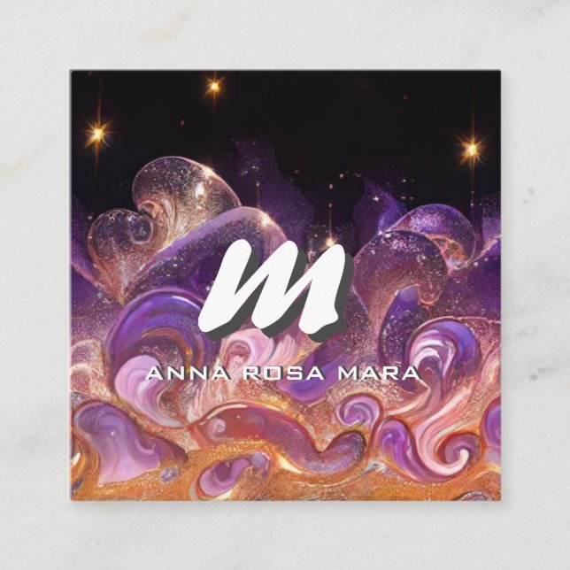 *~* QR Night Stars Himmel ETHEREAL VINKAR AP93 Fyrkantigt Visitkort (Framsida)