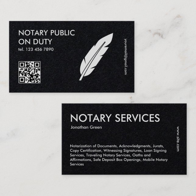 QR Notary Public Visitkort (Fram/baksida)