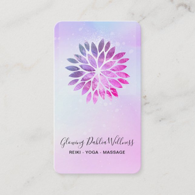 *~* QR Ombre Mandala AP2 Dahlia Pastel Blue Rosa Visitkort (Framsida)