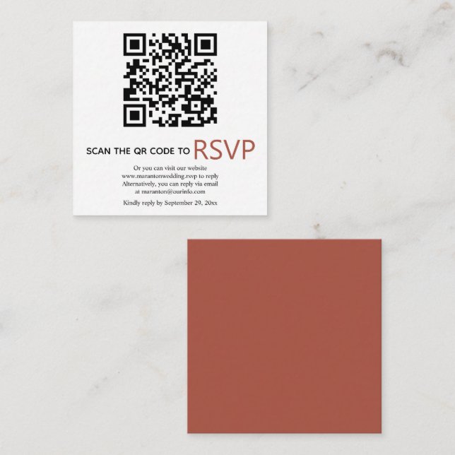 QR online OSA modern terracotta faller bröllop Tilläggskort (Fram/baksida)