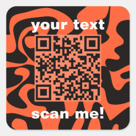 QR-Orange och svart, modern ruta Fyrkantigt Klistermärke
