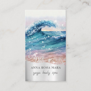 *~* QR Ornate Beach Vågar Ocean AR7 Sand Sea Visitkort