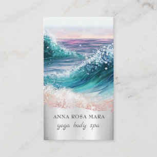 *~* QR Ornate Beach Vågar Sea Ocean AR7 Sand Visitkort
