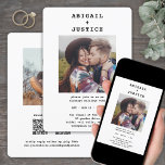 QR OSA allt-i-ett-Chic, skrivmaskin 2 Photo Bröllo Inbjudningar<br><div class="desc">Inbjudan familj och vänner till en helt enkelt snyggt bröllop firande med chic minimala QR-inbjudningar med allt-i-ett-kod. Med bara ett kort kan du bjuda gästerna från inbjudan bröllop till firande under den kommande speciella dagen, ge alla viktiga uppgifter (t.ex. anvisningar, register, hotellrum) och låta webbplatsen organisera osans. Det behövs inga...</div>