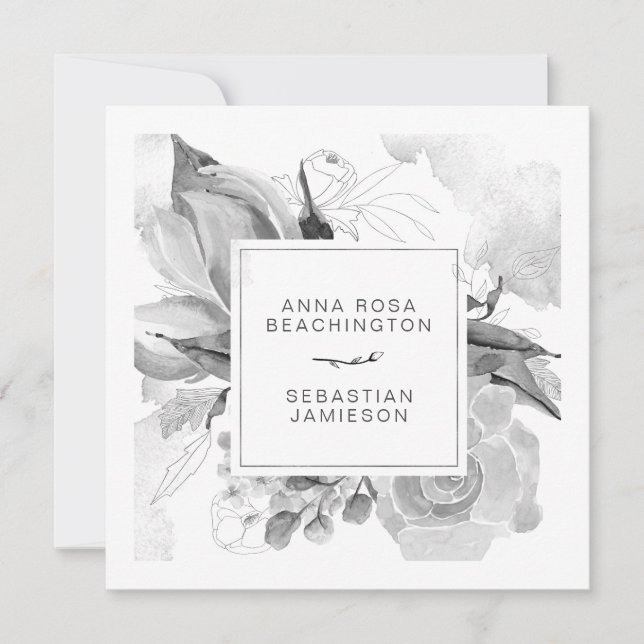 *~* QR OSA AR12 Blommigt Simple Subdued Bröllop Inbjudningar (Framsida)