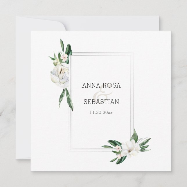 *~* QR OSA AR15 Peony Flowers Ram Bröllop Inbjudningar (Framsida)