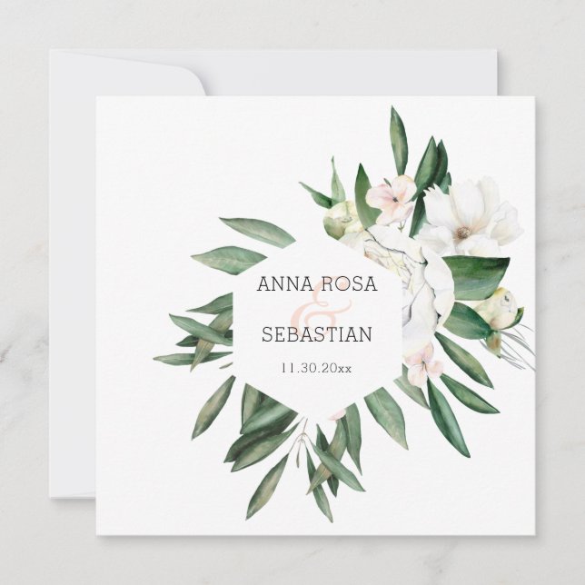 *~* QR OSA AR15 Peony Flowers Ram Bröllop Inbjudningar (Framsida)