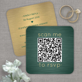 QR OSA Bröllop Information om Grönten Guld Fyrkantigt Visitkort