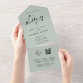 QR OSA Calligraphy Sage Grönt Bröllop