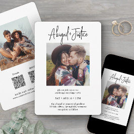 QR OSA Chic - minimalistiskt allt-i-ett-foto-Bröll Inbjudningar