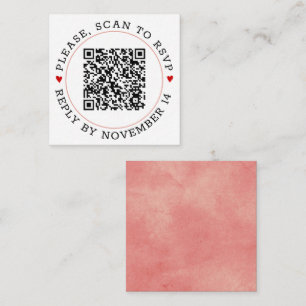 QR OSA coral rosa gräns och hjärta bröllop Tilläggskort