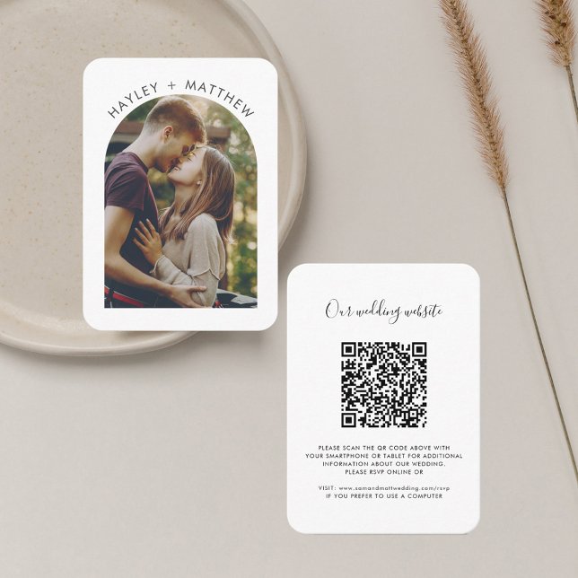 QR-OSA för foto på Bröllop webbplats Tilläggskort (Wedding Website RSVP QR Code Photo Card)