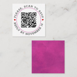 QR OSA fuchsia rosa gräns, hjärta bröllop Tilläggskort