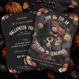 QR OSA Gothic Kissing Skeletons Halloween in Inbjudningar