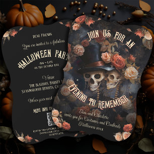 QR OSA Gothic Kissing Skeletons Halloween in Inbjudningar