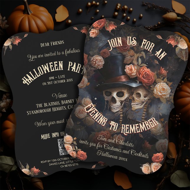 QR OSA Gothic Kissing Skeletons Halloween in Inbjudningar (Skapare uppladdad)