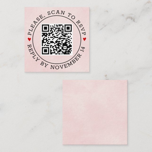 QR OSA gräns nedfläckad soft rosa bröllop Tilläggskort (Fram/baksida)