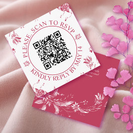 QR-OSA, magenta blommor blommigt bröllop Tilläggskort