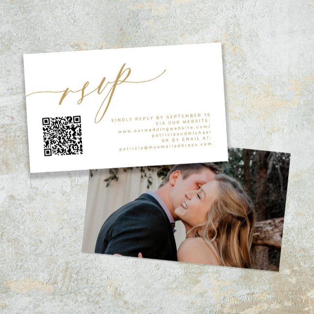 QR OSA - modern guld-fotowebbplats för bröllop Tilläggskort (Skapare uppladdad)