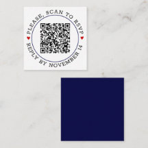 QR OSA navy blue gräns och hearts bröllop