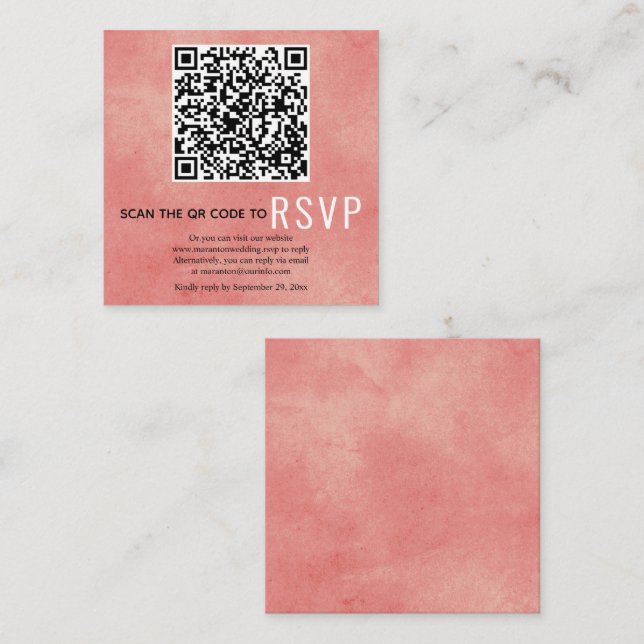 QR OSA nedfläckad  koral rosa bröllop Djurutrymme Tilläggskort (Fram/baksida)
