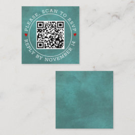 QR OSA nedfläckad  teal blue och hearts bröllop Tilläggskort