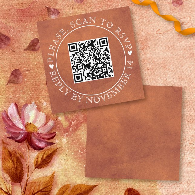 QR OSA nedfläckad  teracotta fall bröllop Tilläggskort (Skapare uppladdad)