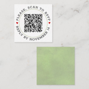 QR OSA sage grönt gräns och hjärta bröllop Tilläggskort