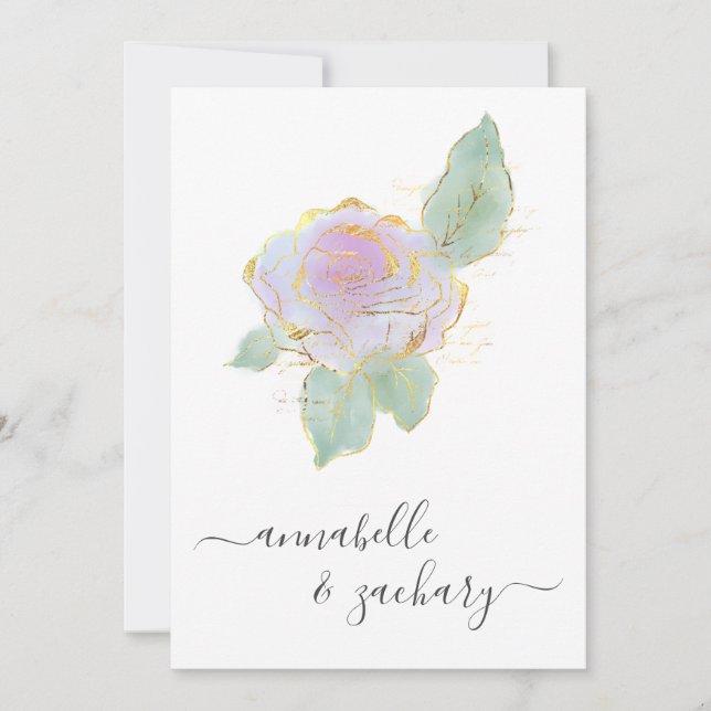 *~* QR OSA Single Ro Guld Glitter AR12 Bröllop  Inbjudningar (Framsida)