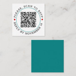 QR OSA teal blue gräns och hearts bröllop Tilläggskort
