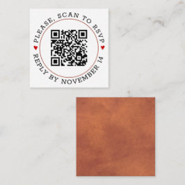 QR OSA terracotta gräns och hjärta bröllop Tilläggskort