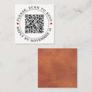 QR OSA terracotta gräns och hjärta bröllop Tilläggskort