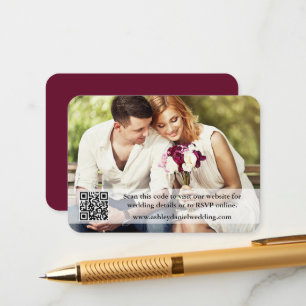 QR-överlägg för fotoburgundy på Bröllop webbplats Tilläggskort