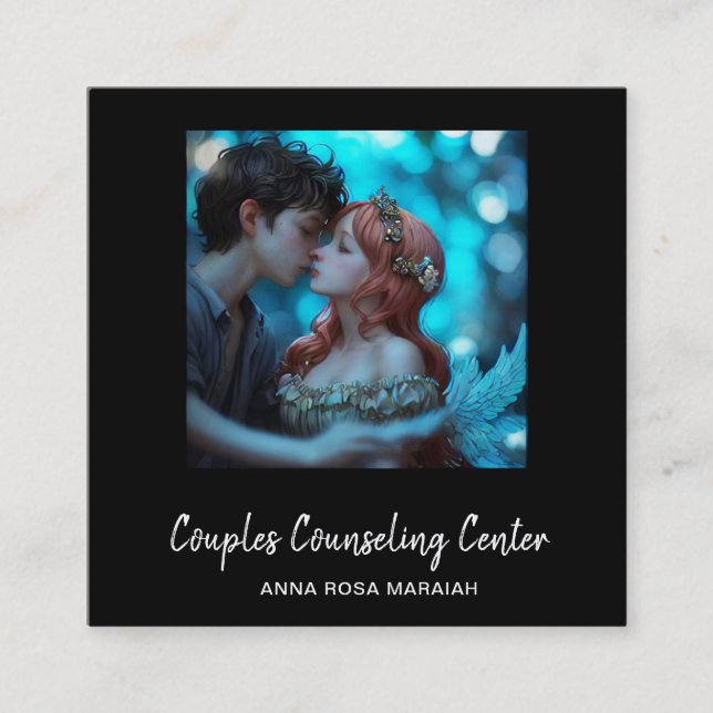 *~* QR par Änglar Maritalrådgivning AP55 Fyrkantigt Visitkort (Framsida)