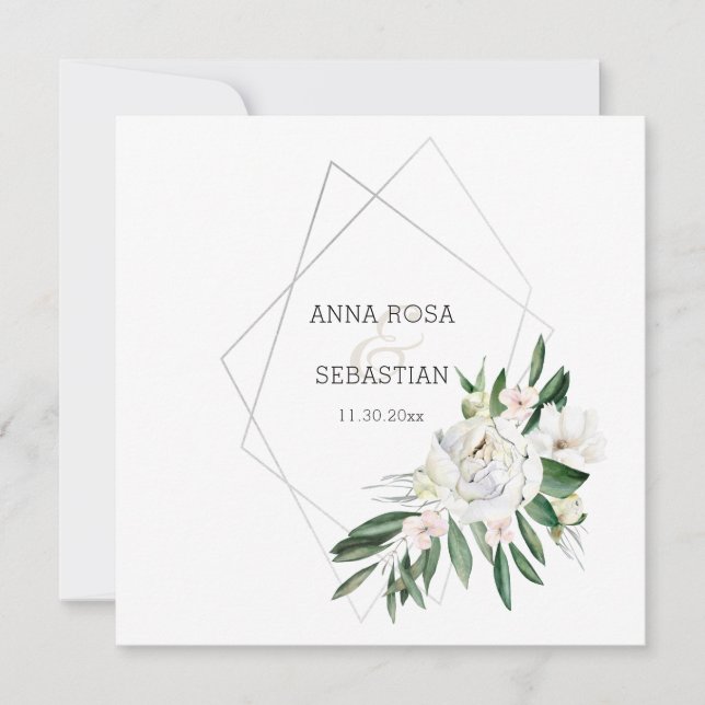 *~* QR PEONY Blommigt OSA Ram AR15 Bröllop Inbjudningar (Framsida)