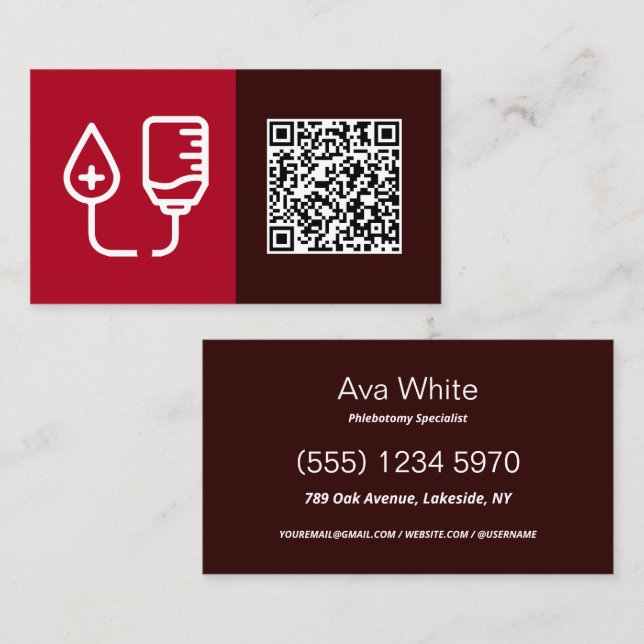 QR Phlebotomy Visitkort (Fram/baksida)